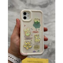 SPHONE iPhone 12 Kılıf 3D Kabartma Emoji Figür Ayıcık Çiçek Kurdele Happy Good Luck Funny Heart Toys