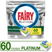 Fairy Platinum Bulaşık Makinesi Deterjanı Tableti / Kapsülü Limon Kokulu 60 Yıkama