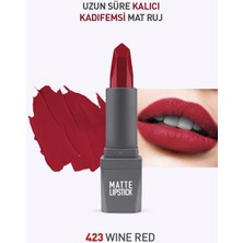 423 Wine Red Mat Ruj - Kuruma Yapmayan Pürüzsüz Dokunuş ve Kadifemsi Etki - Matte Lipstick