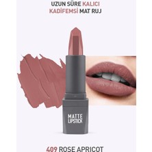 409 Rose Apricot Mat Ruj - Kuruma Yapmayan Pürüzsüz Dokunuş Kadifemsi Etki - Matte Lipstick