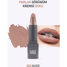 302 Nude Parlak Ruj - Nemlendirici Etkili Pürüzsüz Dudak Görünümü - Glossy Lipstick