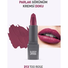 313 Too Rose Parlak Ruj - Nemlendirici Etkili Pürüzsüz Dudak Görünümü - Glossy Lipstick