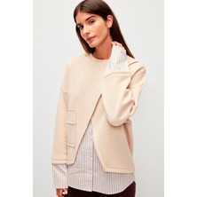 Muni Muni Poplin Garnili Oversize Sweatshirt-Vizon