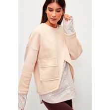 Muni Muni Poplin Garnili Oversize Sweatshirt-Vizon