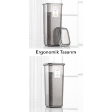 Meleni Home 12'li Set Jumbo Boy Sızdırmaz Kapaklı Kare Erzak Saklama Kabı Antrasit 12 x 1.70 Lt Etiketli
