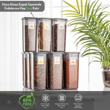 Meleni Home 12'li Set Jumbo Boy Sızdırmaz Kapaklı Kare Erzak Saklama Kabı Antrasit 12 x 1.70 Lt Etiketli