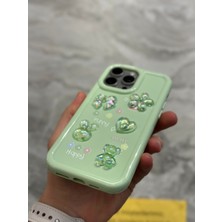 SPHONE iPhone 11 Pro Max Kılıf 3D Kabartma Emoji Figür Ayıcık Çiçek Kurdele Happy Good Luck Funny Heart