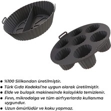 Güncel Çarşı Güncelçarşı Airfryer Ustası 2'li Pişirme Seti, Silikon Airfryer Pişirme Kağıdı, Bpa Içermez, Yapışmaz Kolay Temizlenir Muffin Cupcake ve Iki Bölmeli Silikon Pişirme Kabı