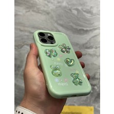 SPHONE iPhone 13 Pro Kılıf 3D Kabartma Emoji Figür Ayıcık Çiçek Kurdele Happy Good Luck Funny Heart