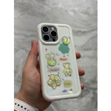 SPHONE iPhone 13 Pro Max  Kılıf 3D Kabartma Emoji Figür Ayıcık Çiçek Kurdele Happy Good Luck Funny Heart