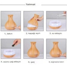 Linarya 550 Ml Ultrasonik Aroma Difüzörü 7 Renk Led Işıklı Aromatik Oda Kokusu Vazo Hava Nemlendirici