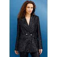 Ekol Payetli Siyah Kadın Ceket 23204095