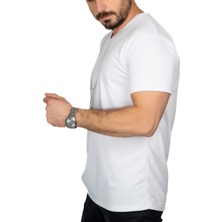 Aşırı Terleme Önleyici Beyaz V Yaka Erkek T-Shirt, Ter Sızdırmaz, Çift Katmanlı