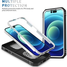 Eabhulie iPhone 15 Pro Max Için Kayar Lens Koruyucu Halka Standlı Telefon Kılıfı - Beyaz (Yurt Dışından)