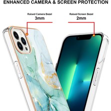 Eabhulie iPhone 15 Pro Için Crossbody Askı Ipi Mermer Desenli Telefon Kılıfı - Yeşil (Yurt Dışından)