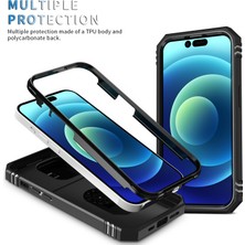 Eabhulie iPhone 15 Pro Max Için Kayar Lens Koruyucu Halka Standlı Telefon Kılıfı - Siyah (Yurt Dışından)