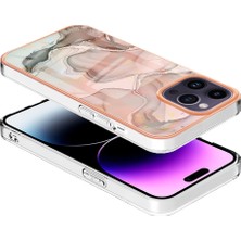 Eabhulie iPhone 15 Pro Max Için Desen Sert Arka Şeffaf Tpu Tampon Telefon Kılıfı - Rose Gold (Yurt Dışından)