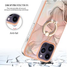 Eabhulie iPhone 15 Pro Max Için Halka Tutucu ile Desen Sert Arka Tpu Tampon Telefon Kılıfı - Rose Gold (Yurt Dışından)