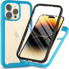 Eabhulie iPhone 15 Pro Max Için Yerleşik Ekran 360 Tam Koruma Telefon Kılıfı - Mavi (Yurt Dışından)