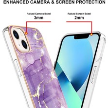 Eabhulie iPhone 15 Plus Için Crossbody Askı Ipi Mermer Desenli Telefon Kılıfı - Mor (Yurt Dışından)