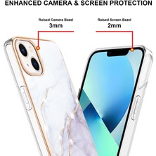 Eabhulie iPhone 15 Plus Için Crossbody Askı Ipi Mermer Desenli Telefon Kılıfı - Beyaz (Yurt Dışından)