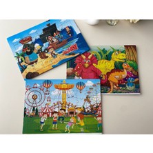 Yıldız Puzzle 3 Adet 42 Parça Orta Boy Çocuk Egitici Arkası Boyamalı Yapboz