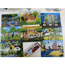 Yıldız Puzzle 8'li 30 Parça Küçük Boy Arkası Boyamalı Yapboz+ 12'li Boyama Kalemi+Boyama Kitabı+ Oyun Hamuru