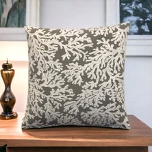 Pillows Store Mercan Desenli Beyaz Kırlent Kılıfı 45CM*45CM