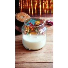 Nefha Candle Kokulu Çiçek Dekorlu Fanus Doğal Soya Wax Mum ( Koku Seçenekleri Açıklama Kısmında )