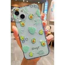 3gen Case İPHONE 15 UYUMLU SEVİMLİ AVAKADOLAR DESENLİ ŞEFFAF SİLİKON KILIF GN80