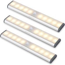 Aqqogib LED Hareket Algılama Dolap Işığı, Dolap Altı Dolap Işığı Mutfak Işığı, Dolap Gece Işığı Işık Şeridi Aynalı Dolap Etiket Manyetik Şerit (Sıcak Işık, 3 Parça) (Yurt Dışından)