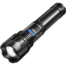 Teenspirit Süper Güçlü LED El Feneri XHP50 Taktik Torch USB Şarj Edilebilir Linterna Su Geçirmez Lamba Ultra Parlak Fener Kamp-Siyah (Yurt Dışından)