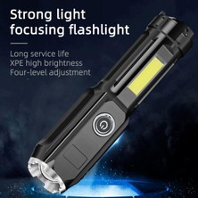 Teenspirit LED El Fenerleri USB Şarj Edilebilir Taşınabilir Mini Cob Torch Açık Kamp Işık Su Geçirmez Çalışma Işığı Flaş Işığı (Yurt Dışından)