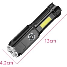 Teenspirit LED El Fenerleri USB Şarj Edilebilir Taşınabilir Mini Cob Torch Açık Kamp Işık Su Geçirmez Çalışma Işığı Flaş Işığı (Yurt Dışından)