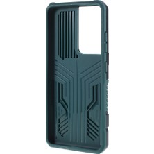 Seashell Digital Samsung Galaxy S21 Için Plastik+Tpu+Metal Hibrit Koruyucu Kickstand-Green ile Ultra 5g Kılıf (Yurt Dışından)