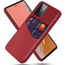 Seashell Digital Samsung Galaxy A72 5G/A72 4g-Red Için Kart Tutucu Kumaş+Pu Deri Kaplı Pc Arka Kapak (Yurt Dışından)