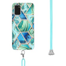 Mermer Ekleme Deseni Imd Elektraplatma (2.0 Mm) Samsung Galaxy A02S (166.5X75.9X9.2MM) Için Boyun Kabdosu Kordon Kayışı ile Tpu Koruyucu Kasa (Yurt Dışından)