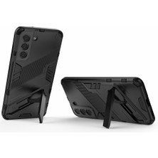 Samsung Galaxy S21 Fe-Black Için Kickstand ile Kickstand ile Anti-Kırpma Pc+Tpu Hybrıd Telefon Geri Şok Geçirmez Kapak (Yurt Dışından)