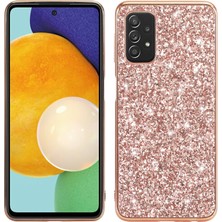 Parlak Pullar Tasarım Kaplamalı Tpu Frame+Pc Damgaya Dayanıklı Hibrit Kabuk Kılıfı Samsung Galaxy A32 5G/M32 5g-Rose Gold (Yurt Dışından)