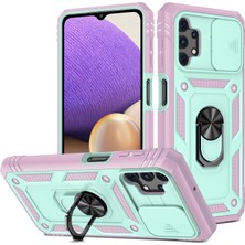 Seashell Digital Slayt Kamera Koruyucusu Pc+Tpu Telefon Kılıfı Kickstand ve Samsung Galaxy A32 5G/M32 5g-Yeşil/pembe (Yurt Dışından)