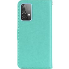 Seashell Digital Baykuş Izi Rhinestone Dekor Cüzdan Deri Kapak Samsung Galaxy A52 4G/5G/A52S 5g Stand Shell-Cyan (Yurt Dışından)