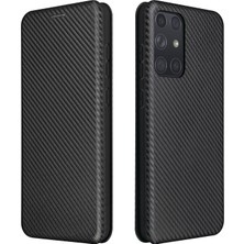 Seashell Digital Samsung Galaxy A72 5g Deri Telefon Kılıfı Karbon Fiber Flip Kapak Kart Tutucu ile Otomatik Ahmorbed Kapak Kılıf Black (Yurt Dışından)