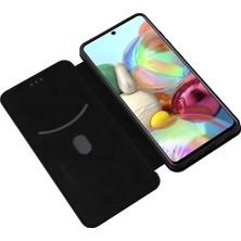 Seashell Digital Samsung Galaxy A72 5g Deri Telefon Kılıfı Karbon Fiber Flip Kapak Kart Tutucu ile Otomatik Ahmorbed Kapak Kılıf Black (Yurt Dışından)