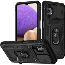 Slayt Kamera Koruyucusu Pc+Tpu Telefon Kılıfı Kickstand ve Samsung Galaxy A32 5G/M32 5g-Black Için Kart Yuvası ile (Yurt Dışından)