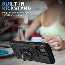 Slayt Kamera Koruyucusu Pc+Tpu Telefon Kılıfı Kickstand ve Samsung Galaxy A32 5G/M32 5g-Black Için Kart Yuvası ile (Yurt Dışından)