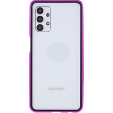 Seashell Digital Manyetik Adsorpsiyon Metal Çerçevesi+Samsung Galaxy A32 5G/M32 5g-Mor Için Çift Taraflı Ultra Net Temperli Cam Telefon Kabuğu (Yurt Dışından)