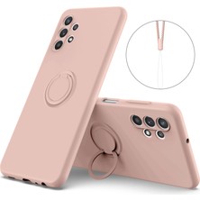 360 &#176; Döner Halka Kickstand Tasarımı Esnek Çevre Dostu Sıvı Silikon Telefon Koruyucu Kılıf Korusu Samsung Galaxy A32 5G/M32 5g-Pink Için Kayış (Yurt Dışından)