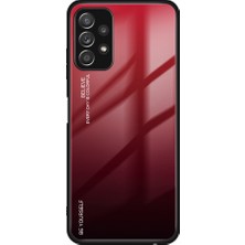 Seashell Digital Gradyan Renk Cam Arka Panel+Tpu Çerçeve Telefon Hibrit Kılıf Samsung Galaxy A32 4g (Ab Versiyonu) -Red/siyah (Yurt Dışından)