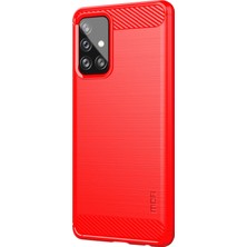 Seashell Digital Samsung Galaxy A72 5G/A72 4g-Red Için Karbon Fiber Fırçalanmış Tpu Kapağı (Yurt Dışından)