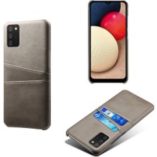 Seashell Digital Samsung Galaxy A02S (164.2X75.9X9.1MM) Için Çift Kartlı Yuvalı Pc+Pu Deri Kaplı Kasa -Grey (Yurt Dışından)